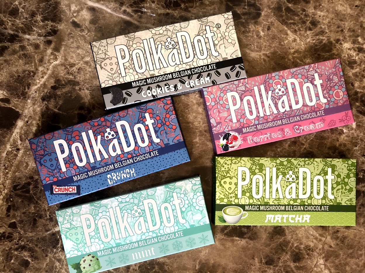 polka POLKA DOT MAGIC MUSHROOM CHOCOLATE BARS